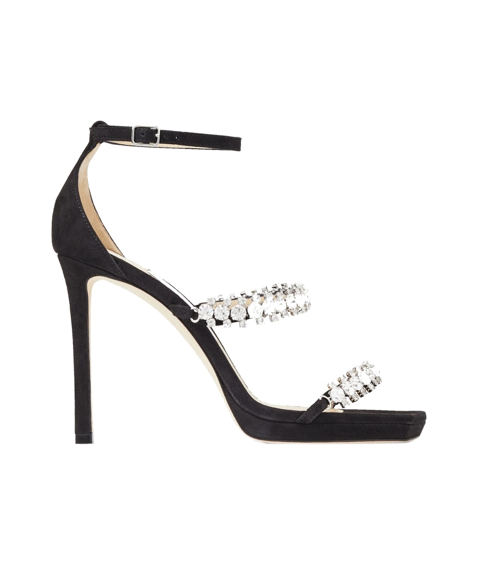 Bing 105 Crystal Embellished Sandals in White - Jimmy Choo