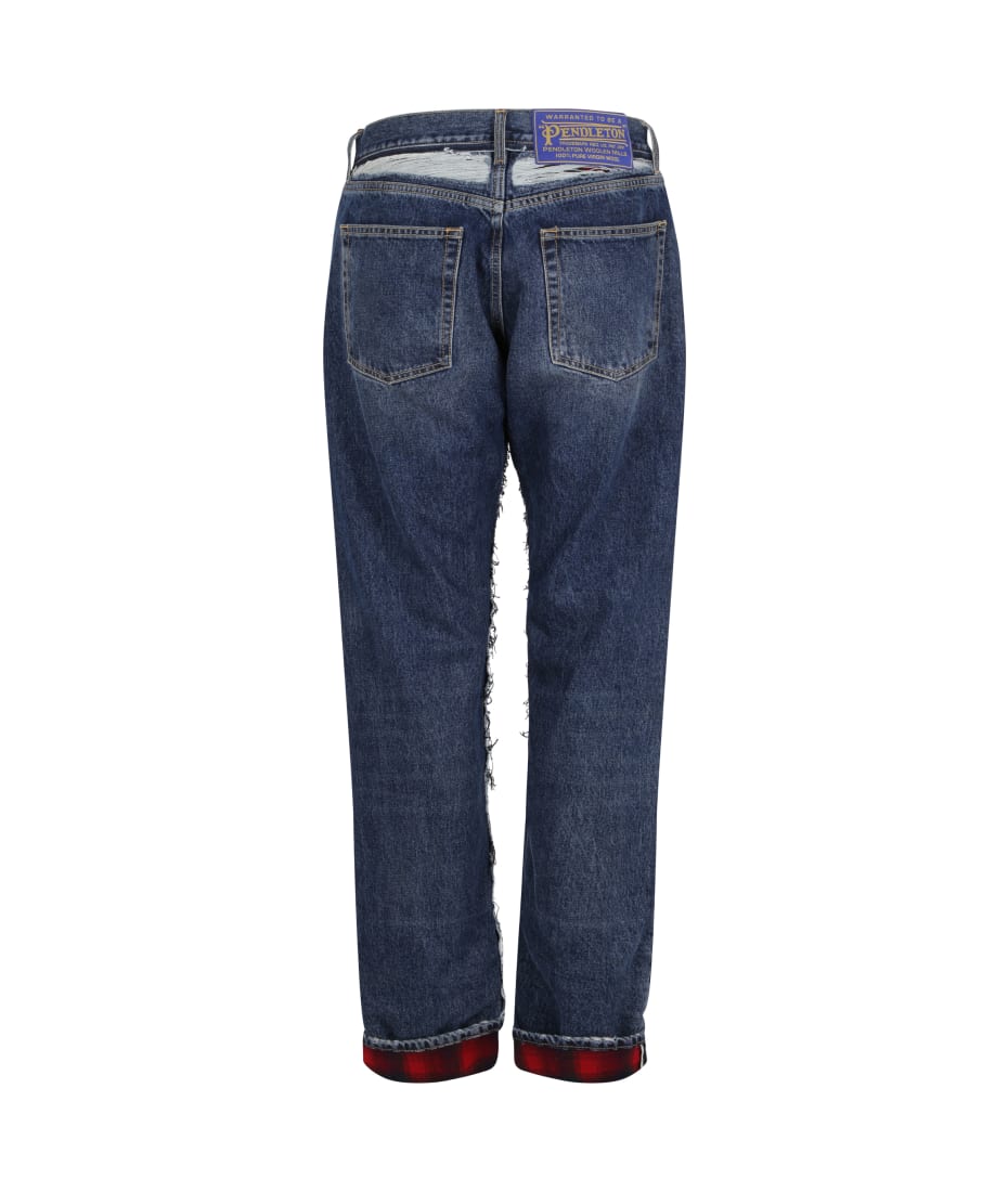 【送料&関税込】Maison Margiela Pendleton Jeans - Unisex x Pendleton distressed straight jeans in blue - Maison