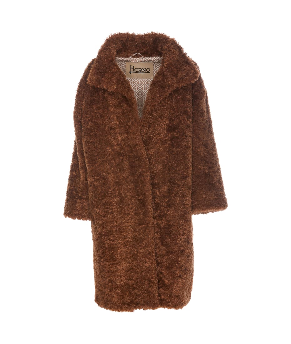 【関税&送料込み】Herno Faux Fur Coat Herno Curly Faux Fur Coat | italist