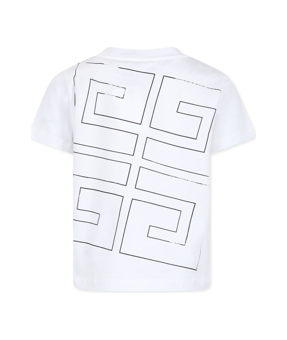 White T shirt For Boy With Logo And Star