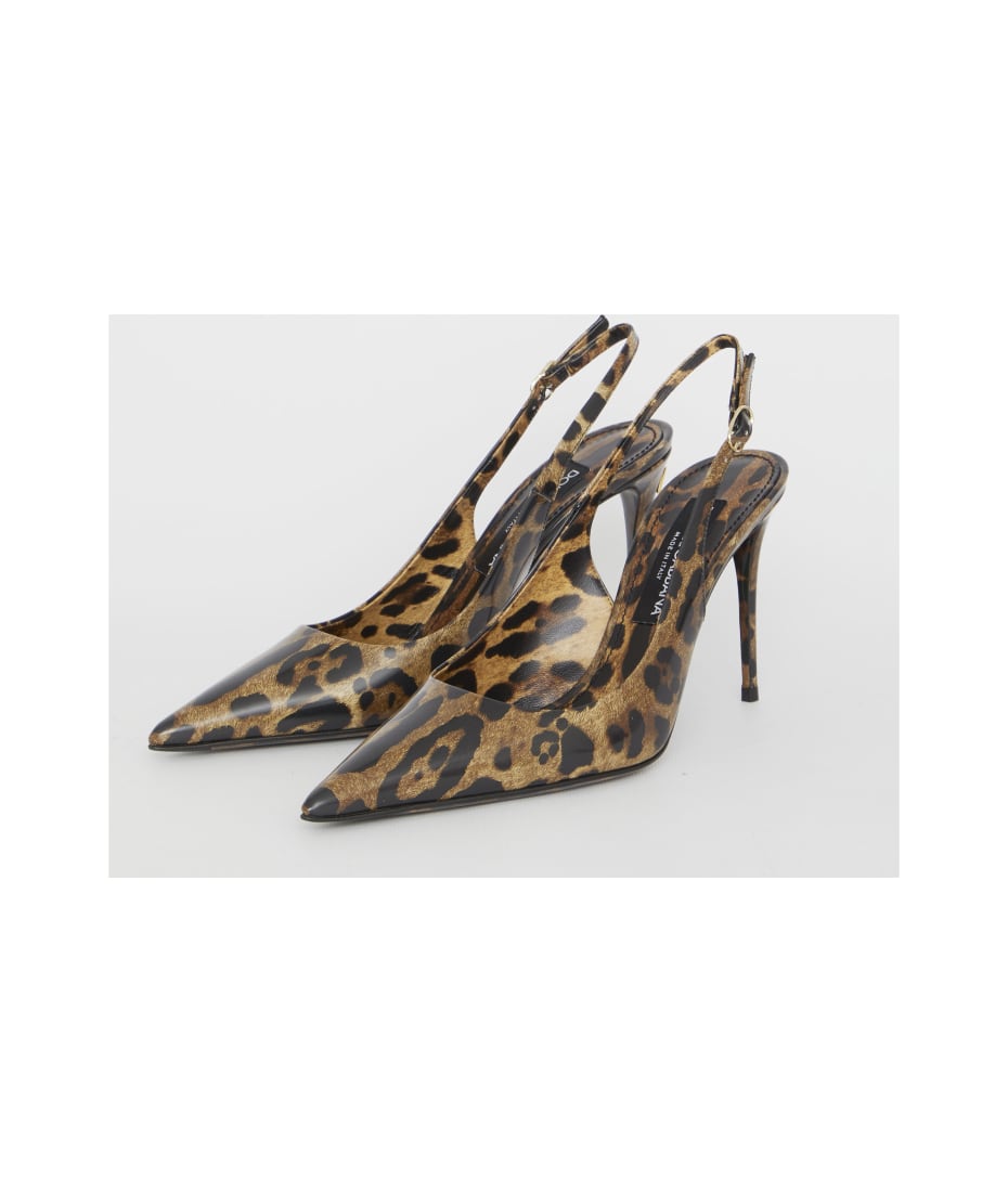 Leopard Print Slingback Pumps in Brown - Dolce Gabbana