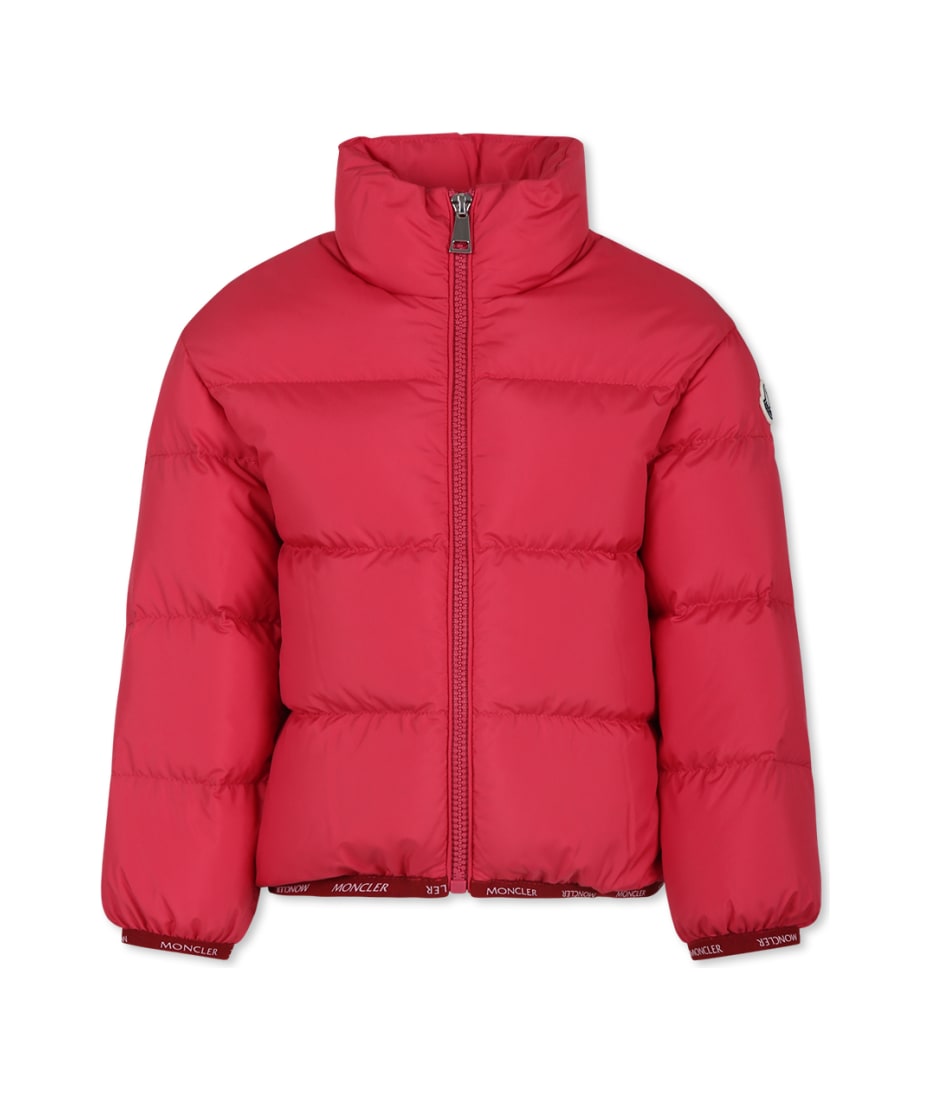 Moncler Fuchsia Abbadia Down Jacket For Girl With Logo italist