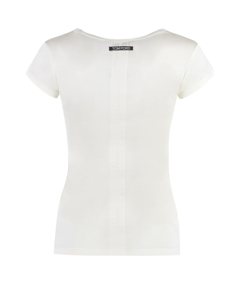 Tシャツ・カットソー TOM FORD SILK LOGO T-SHIRT TOM FORD logo-print Silk T-shirt | Black | FARFETCH