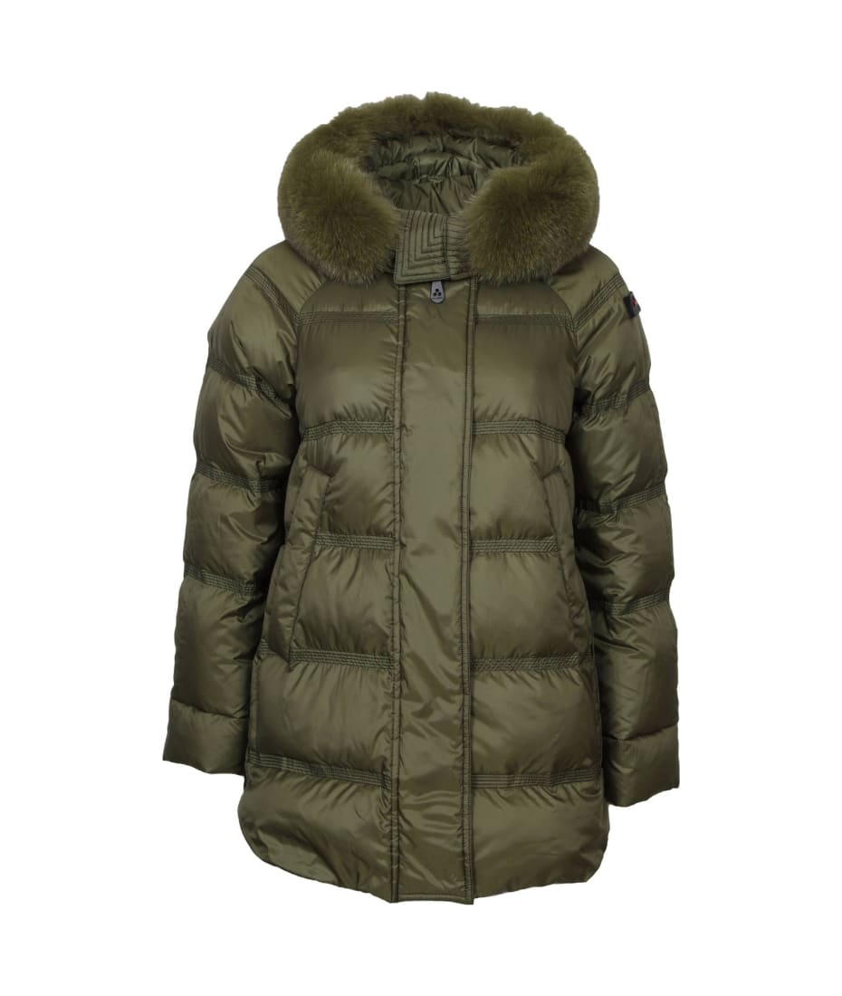 PEUTEREY TAKAN MQS 03 FUR ファー フード ダウン ジャケット Peuterey Takan Mqs 03 Fur Down Jacket Green Color | italist