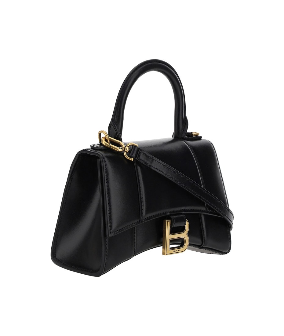 BALENCIAGA: Hourglass XS bag in leather - Black