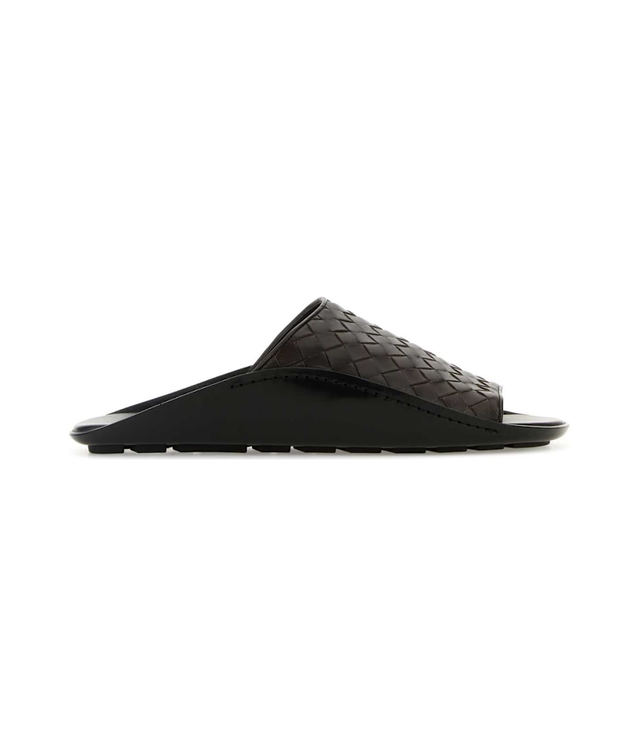 【関税&送料込】Bottega Veneta Brown Leather Wave Slippers Bottega Veneta Brown Leather Wave Slippers | italist, ALWAYS