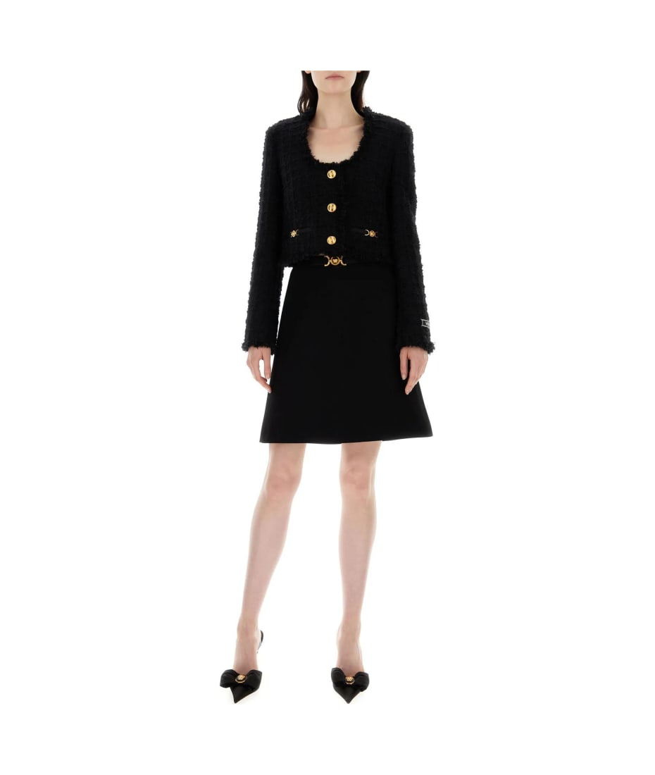 ジャケット VERSACE FW23 Black tweed blazer (10108571A06545 1B000) Versace Black Tweed Blazer | italist