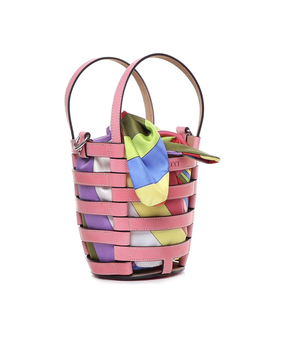 Bucket bags Emilio Pucci - Multicolour scarf detailed leather bucket bag -  3EBC283E910A18