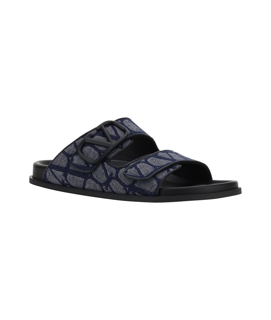 スリッポン VALENTINO TOILE ICONOGRAPHE AND MESH SLIPPERS Valentino Garavani Toile Iconographe And Mesh Slippers