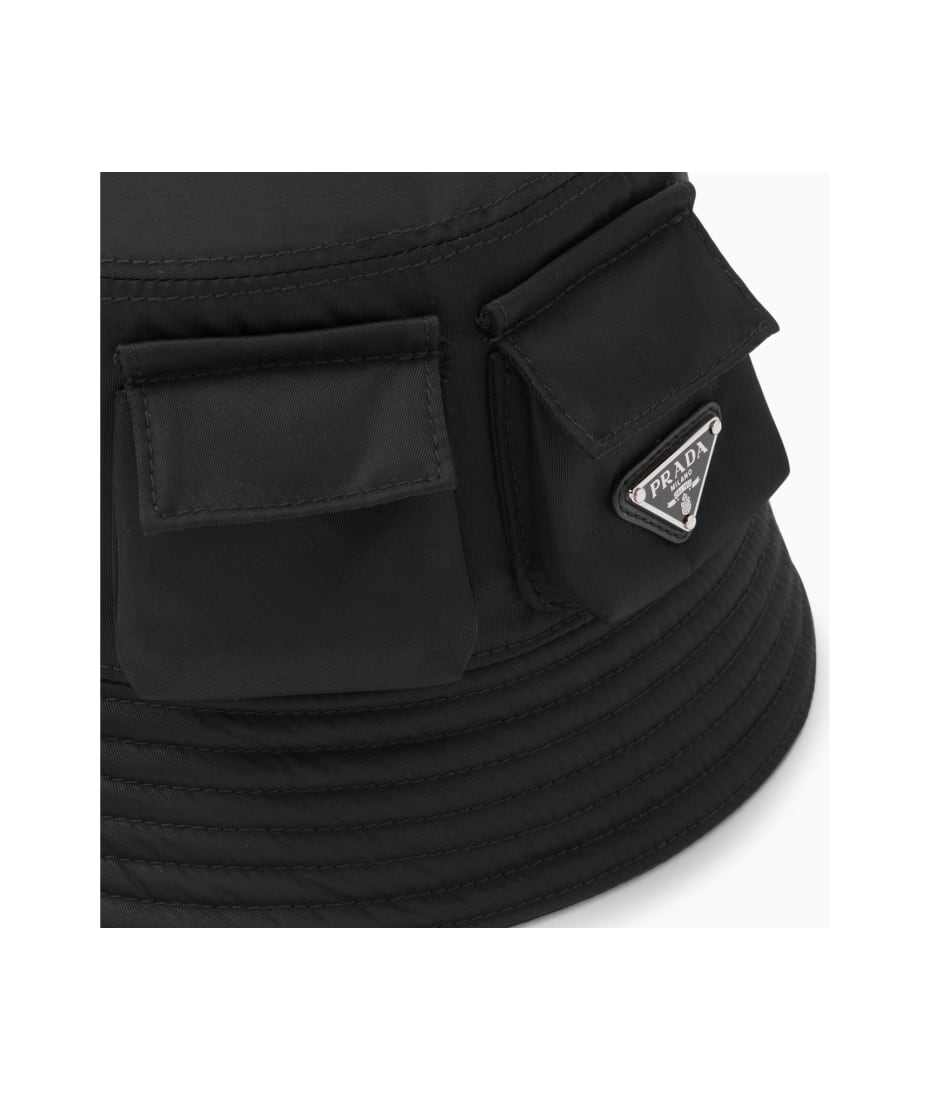 Prada Black Re-nylon Bucket Hat With Pockets - NERO