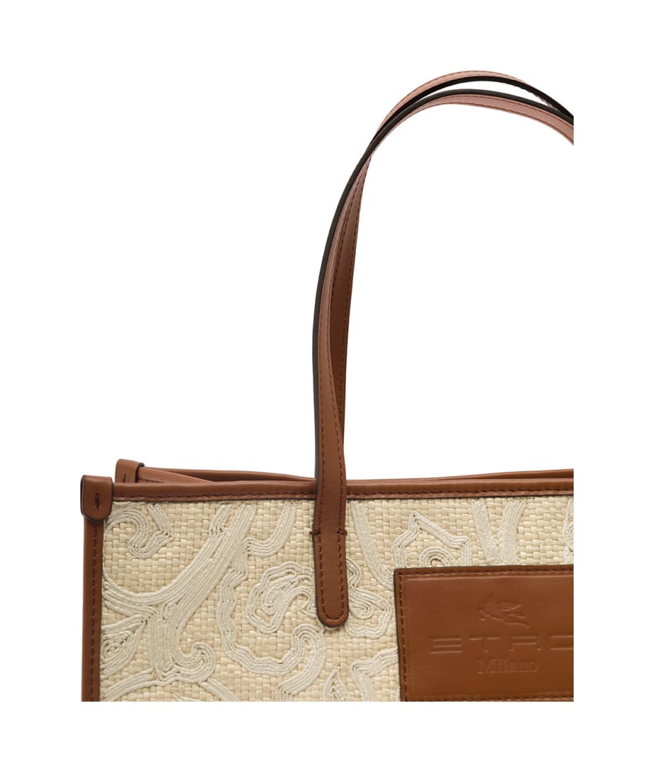 Etro // Beige & Multicolour Woven Globetrotter Tote Bag – VSP Consignment