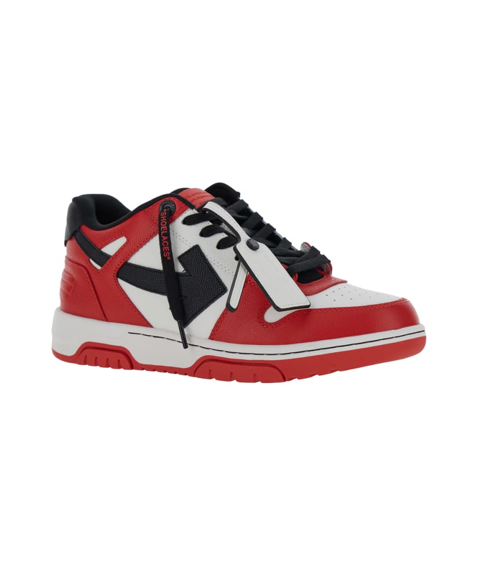 Off-White 'out Of Office' Red Low Top Sneakers With Arrow Motif