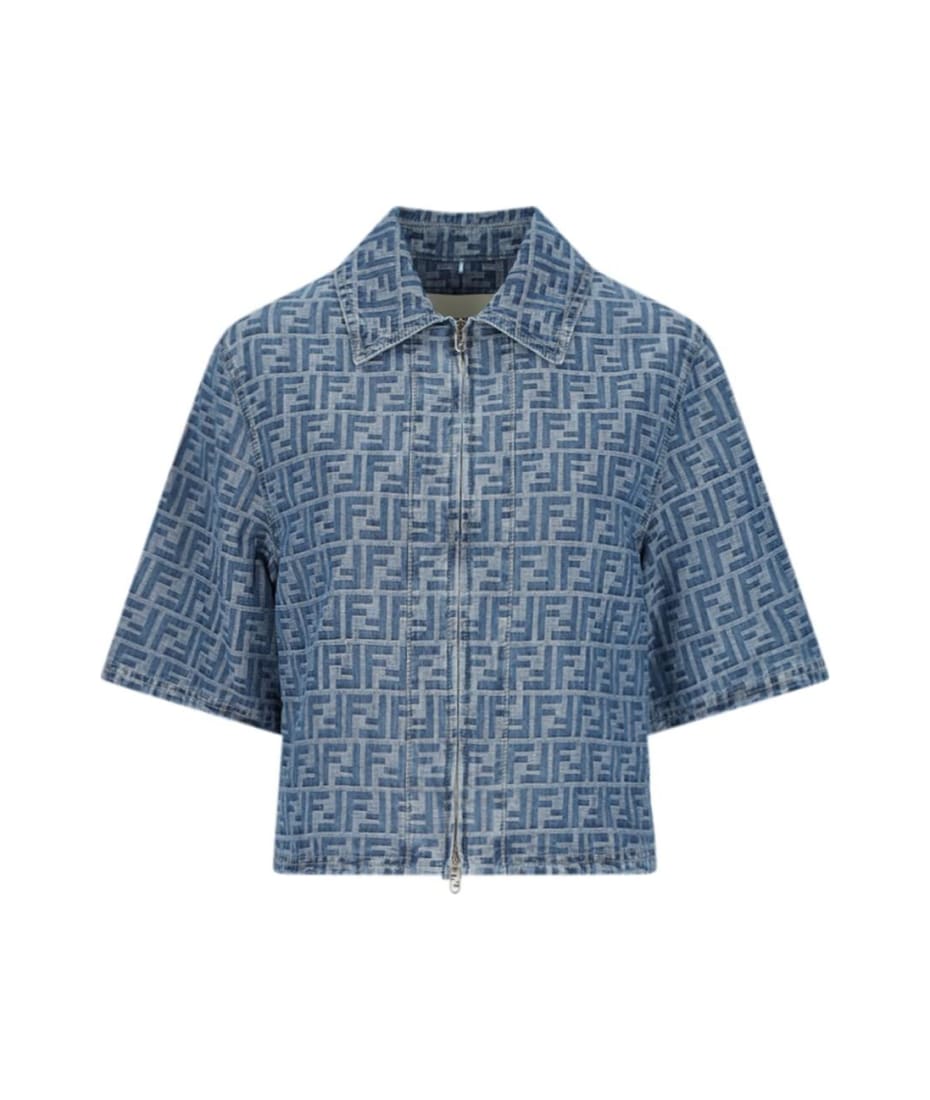 ジャケット Fendi FF DENIM CHAMBRAY CROPPED JACKET Fendi 'ff' Chambray Denim Crop Zip Jacket | italist, ALWAYS