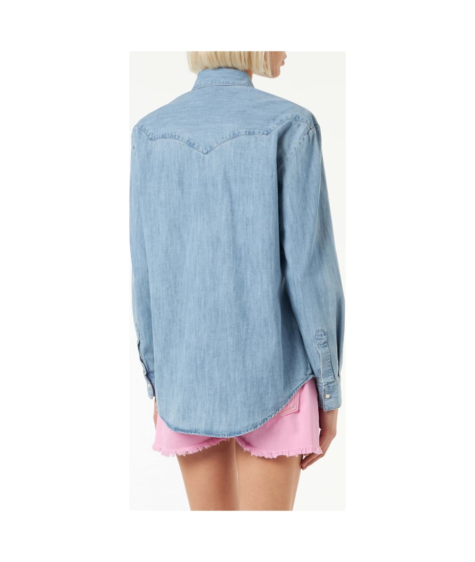 スーツ MC2 Saint Barth Denim top with wide neckline MC2 Saint Barth Woman Denim Shirt | italist