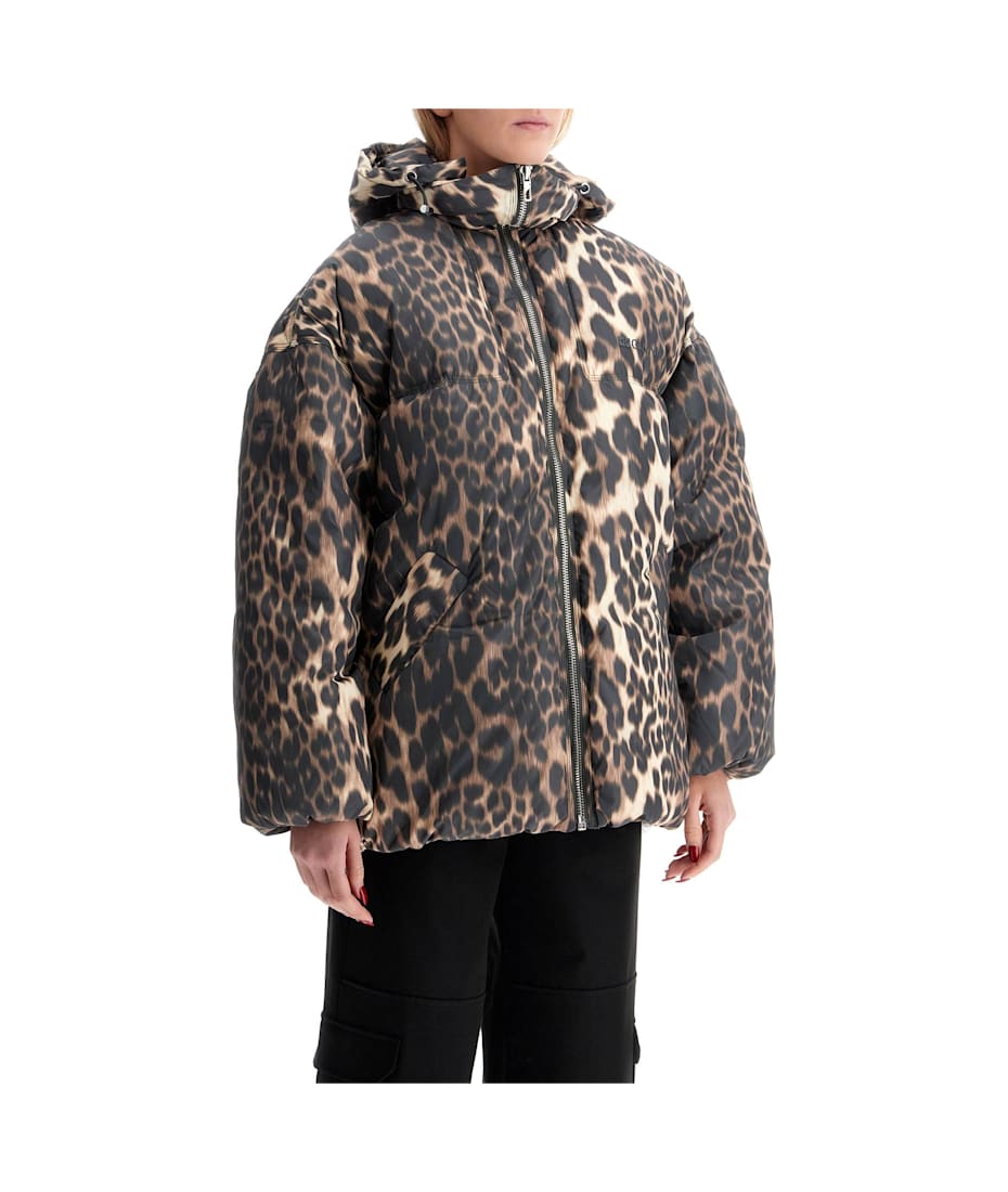 Ganni Leopard Print Puffers Midi italist