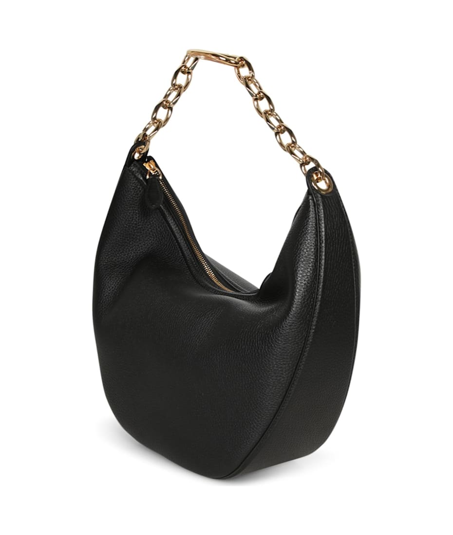 Valentino Black Leather Medium Hobo Vlogo Moon Shoulder Bag