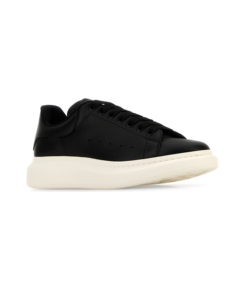 スニーカー Alexander Mcqueen Black Leather Sneakers With Black Leather Alexander McQueen Black Leather Oversized Sneakers Size 37.5