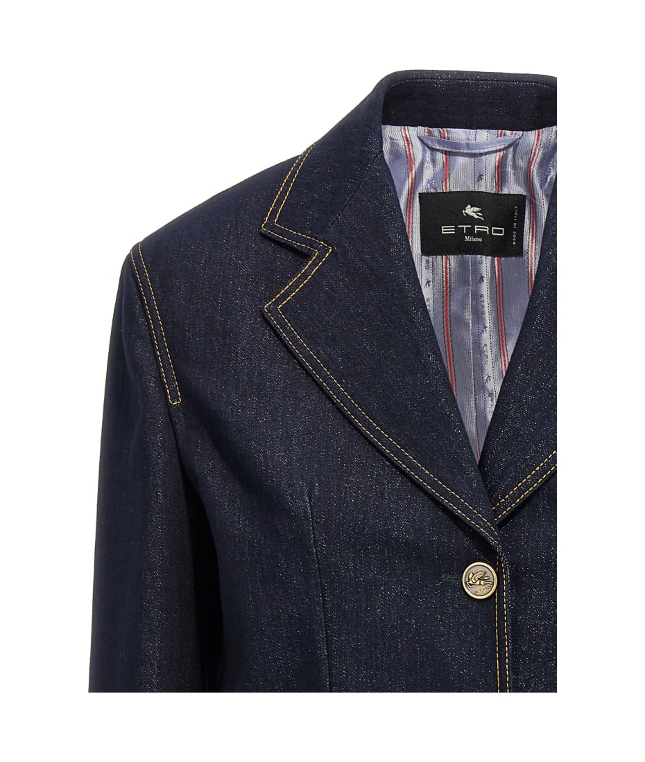 ジャケット ETRO Single-breasted denim blazer (WRNA0012AD177 S9000) Etro Single-breasted Denim Blazer | italist