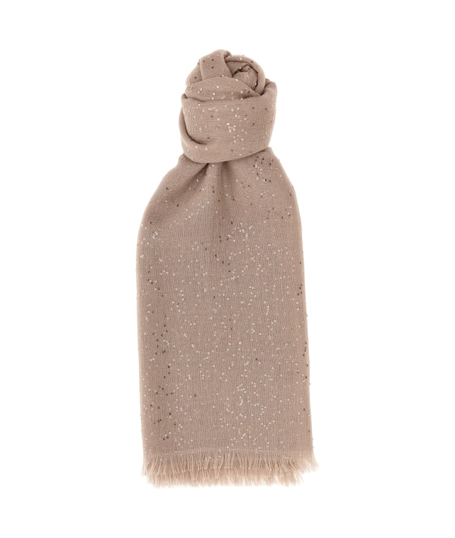 Cashmere And Silk Scarf in Brown - Brunello Cucinelli