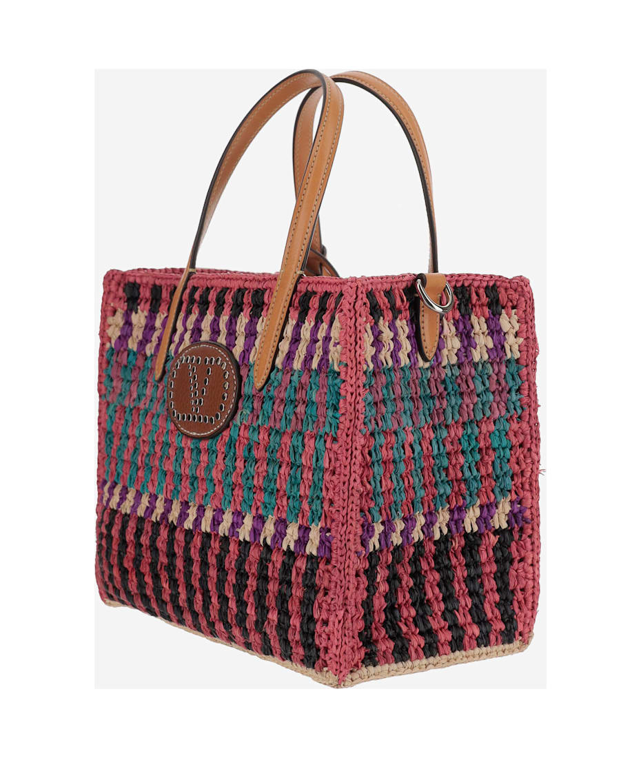 【送料込み】VALENTINO_Raffia V-logo Signature Handbag Valentino Garavani V Logo Signature Medium Tote Bag in