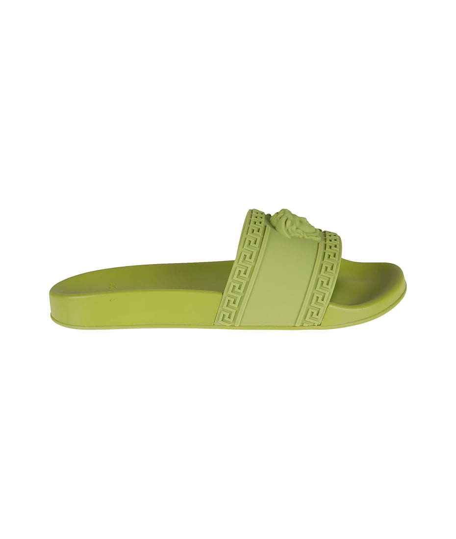 lime green versace slides