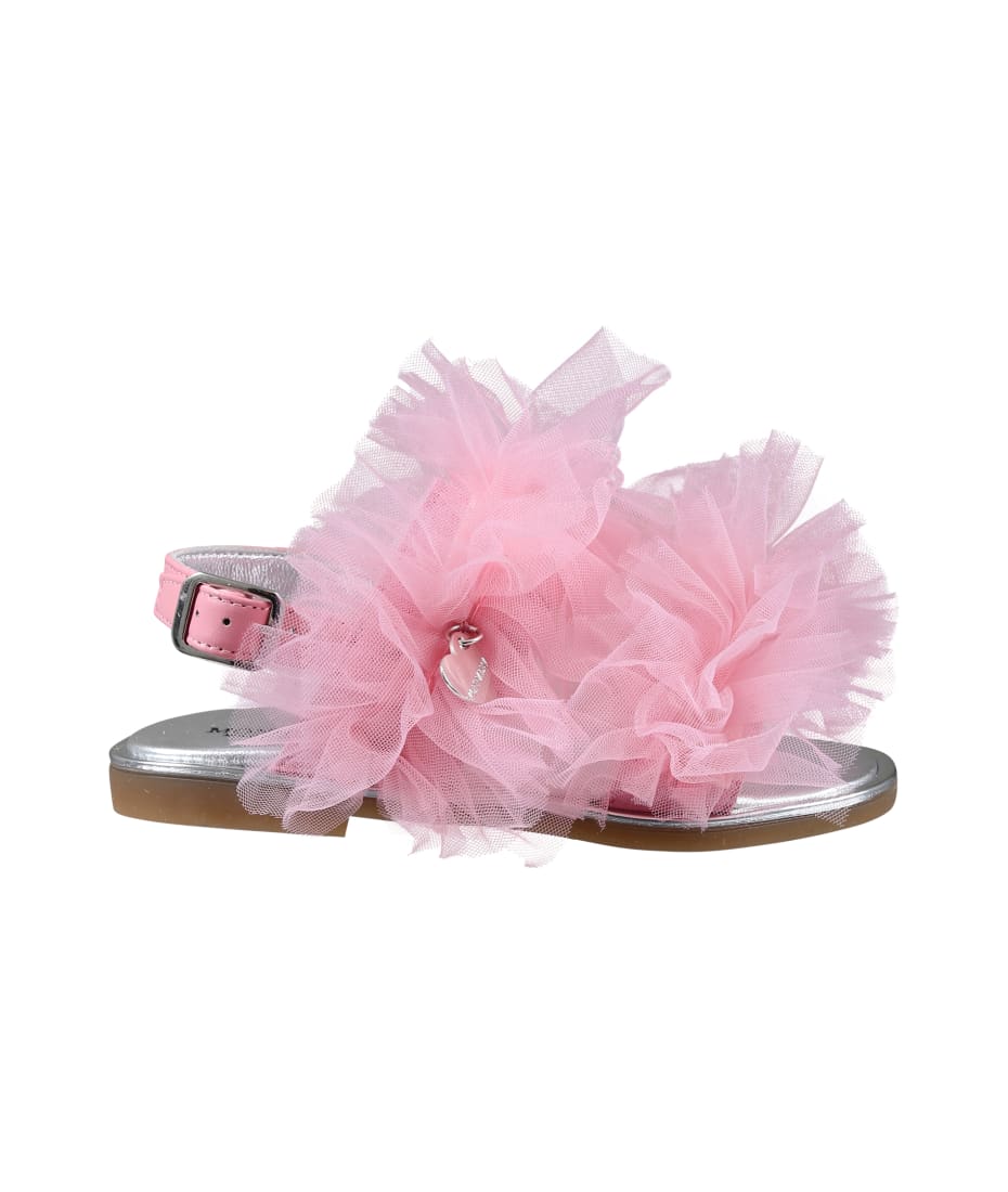 Pink Sandals For Girl With Tulle