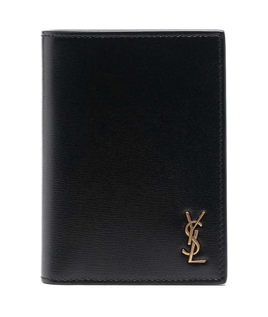 Saint Laurent Men's Monogram Plaque Leather Bifold Wallet