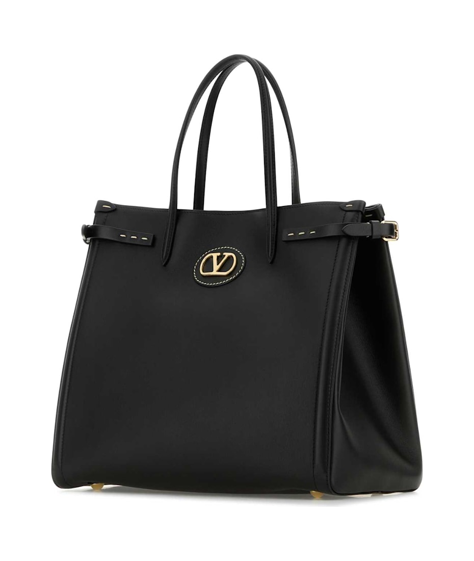 ショルダーバッグ・ポシェット 25AW VALENTINO LOGO LEATHER ANTIBES SHOPPING BAG BLACK Valentino Garavani Black Leather Antibes Shopping Bag