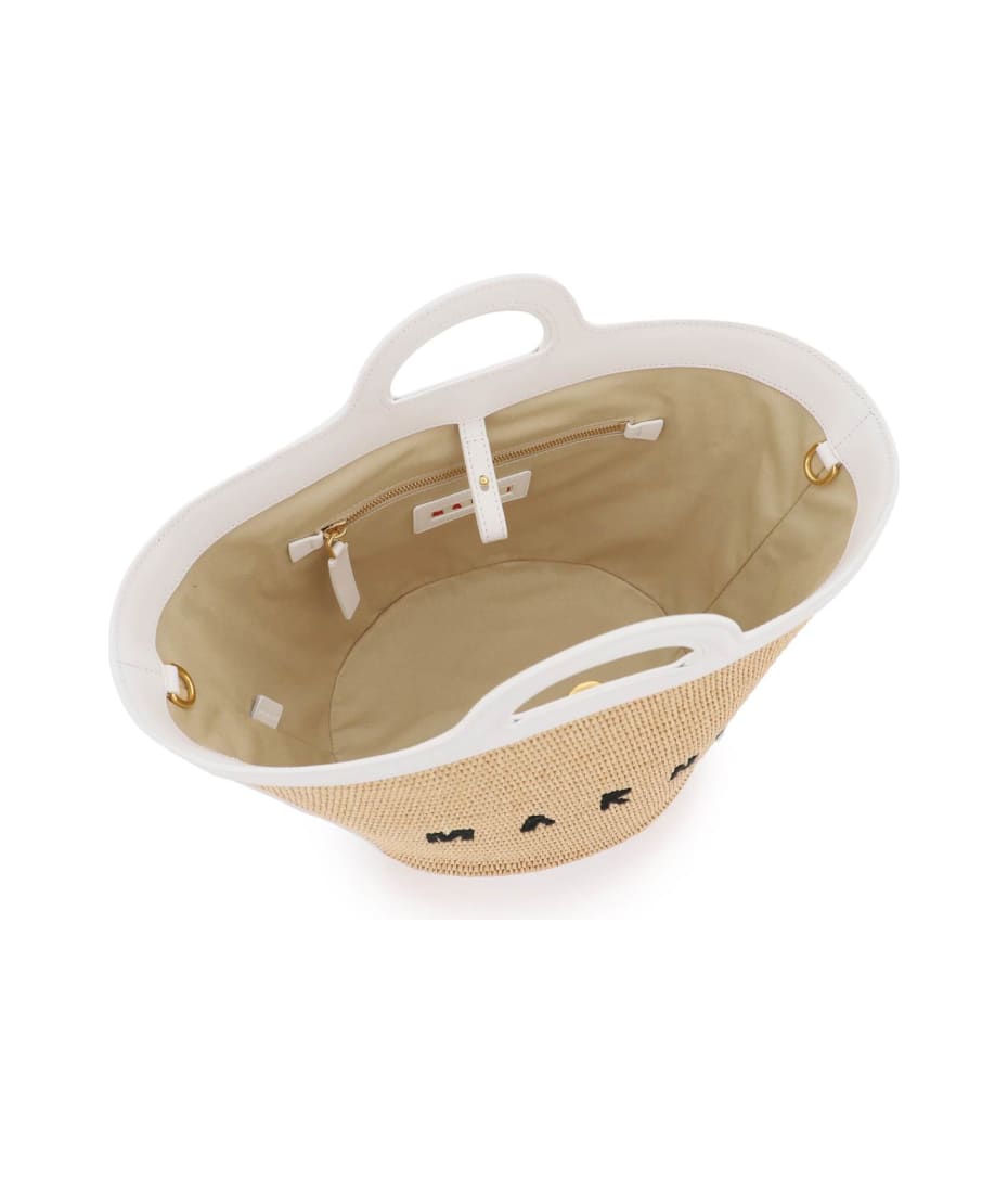 Marni Small Tropicalia Summer Bag In White Leather And