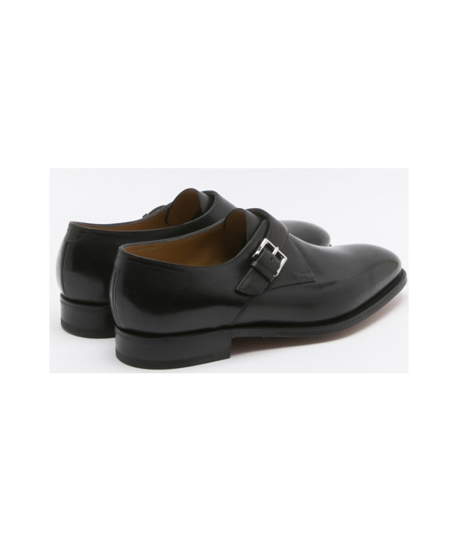 John Lobb Black Calf Monk Strap Shoe | italist