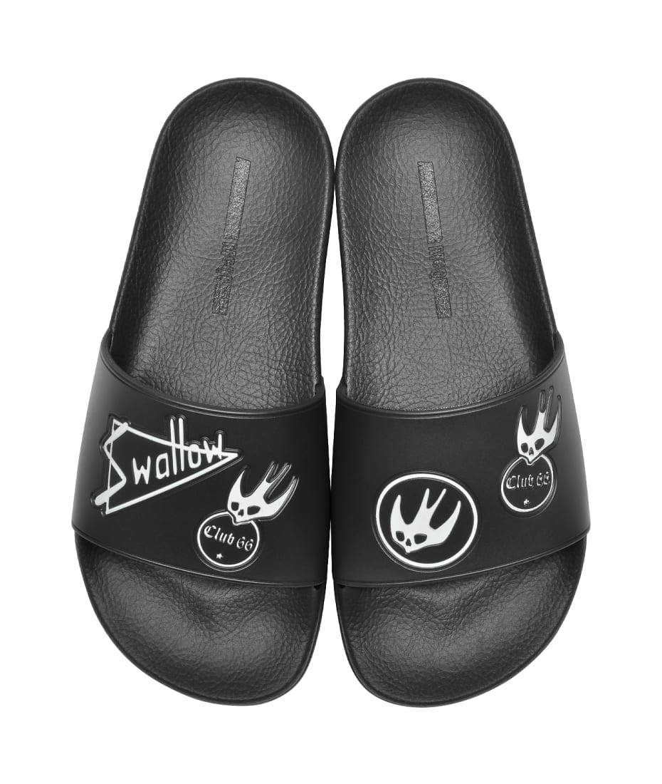 McQ Alexander McQueen Black Swallow Slide Sandals - Black