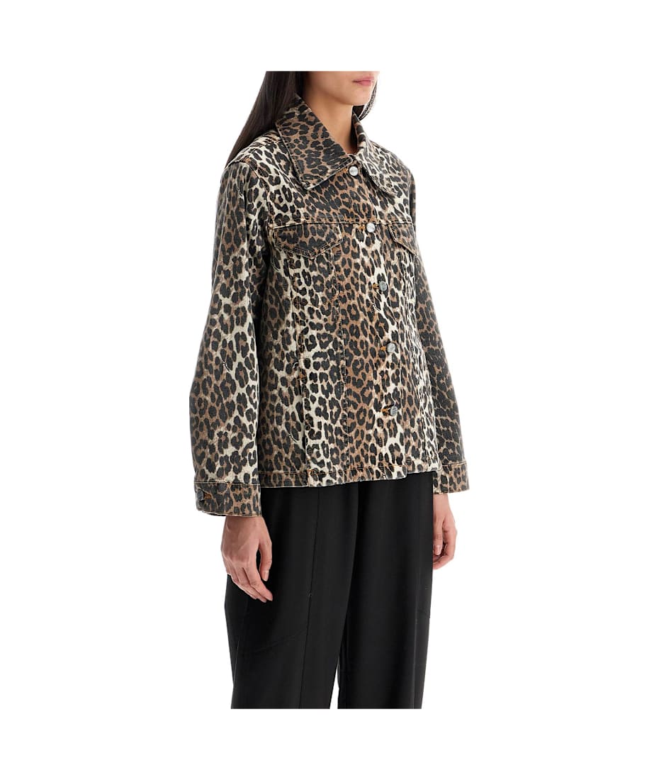 ジャケット GANNI Leopard Printed Denim Jacket Ganni 'leopard Print Denim Jacket' | italist