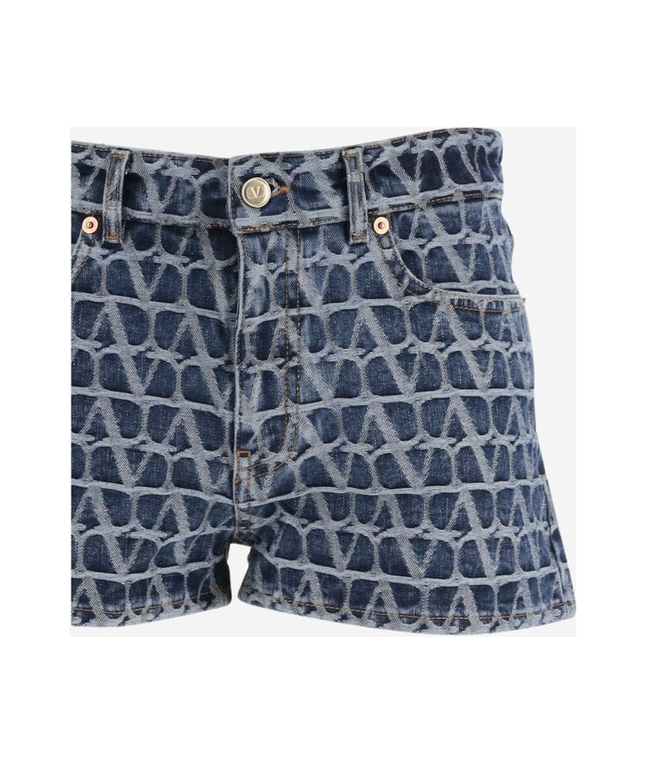 ショートパンツ VALENTINO Toile Iconographe denim shorts (4B3DD17M8CU 558) Valentino Iconographe Denim Toile Shorts | italist