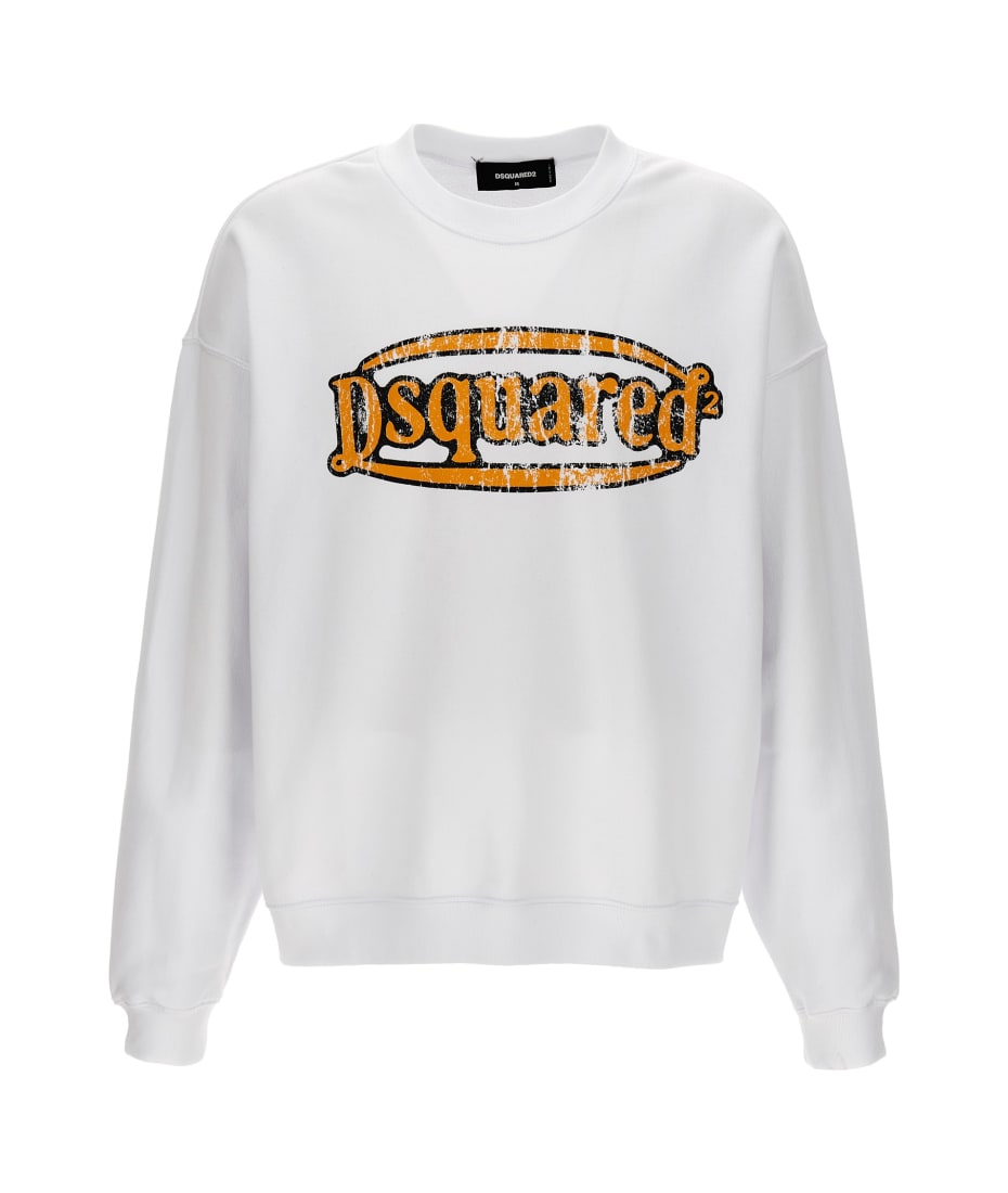 【関税&送料込】Dsquared White Cotton Sweatshirt DSQUARED2 Men's White Cotton Sweatshirt