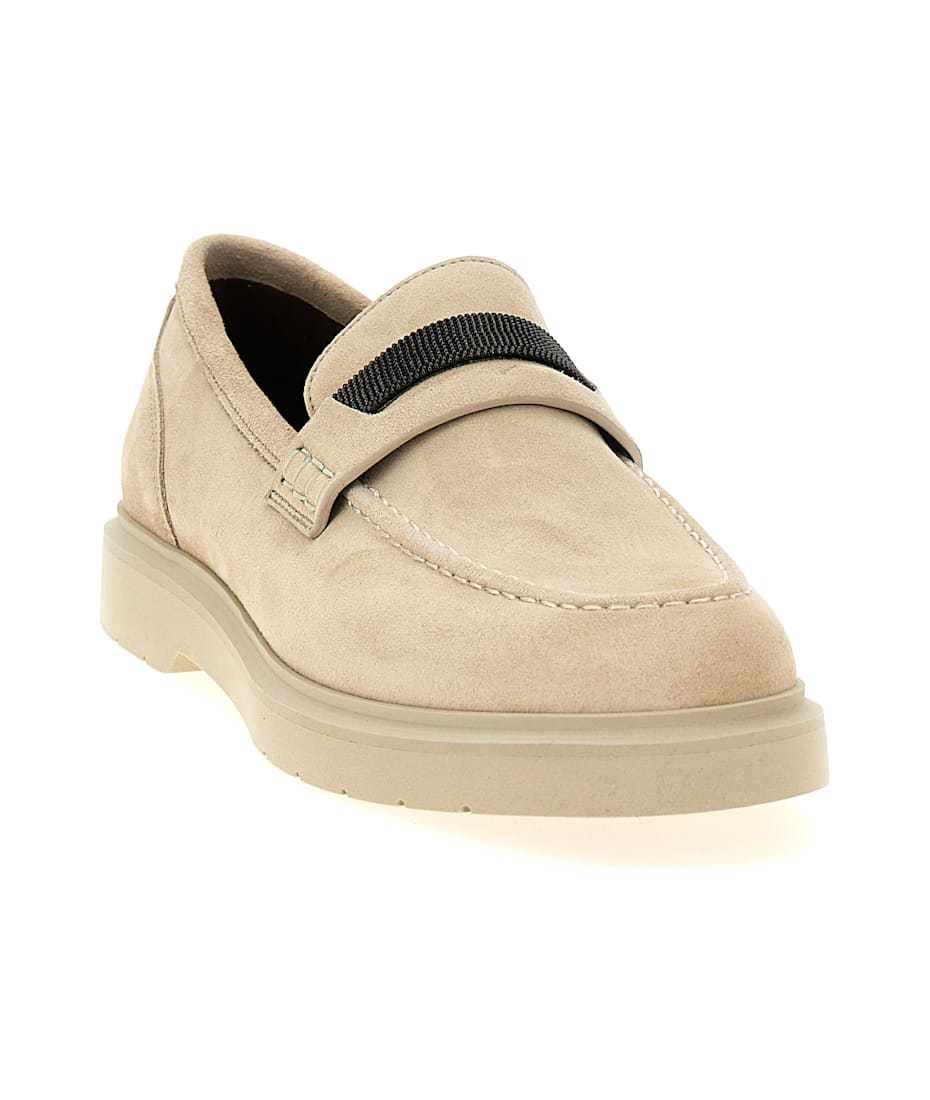 Brunello Cucinelli Loafers With Monile Detail In Suede