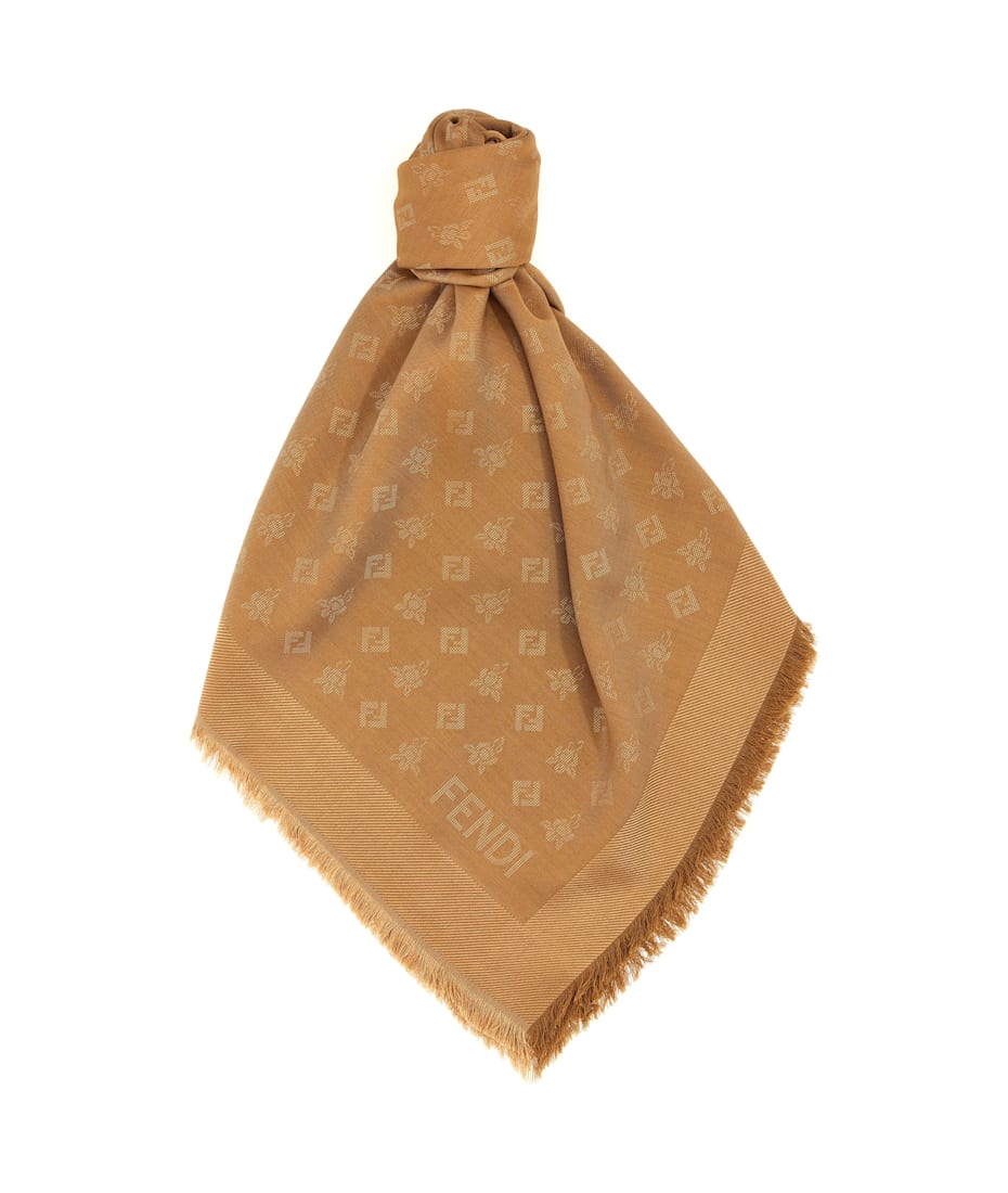 【FENDI】FF ALL OVER SHAWL 140X140◆FXT069AQCM FF shawl Wool Brown | Fendi