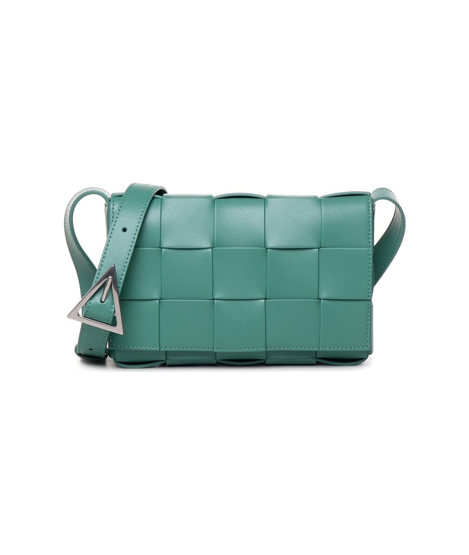Green Avenue Intrecciato-leather cross-body bag, Bottega Veneta