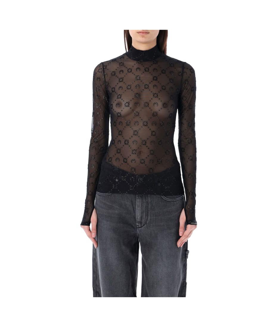Marine Serre Mesh Flock Glitter Top italist
