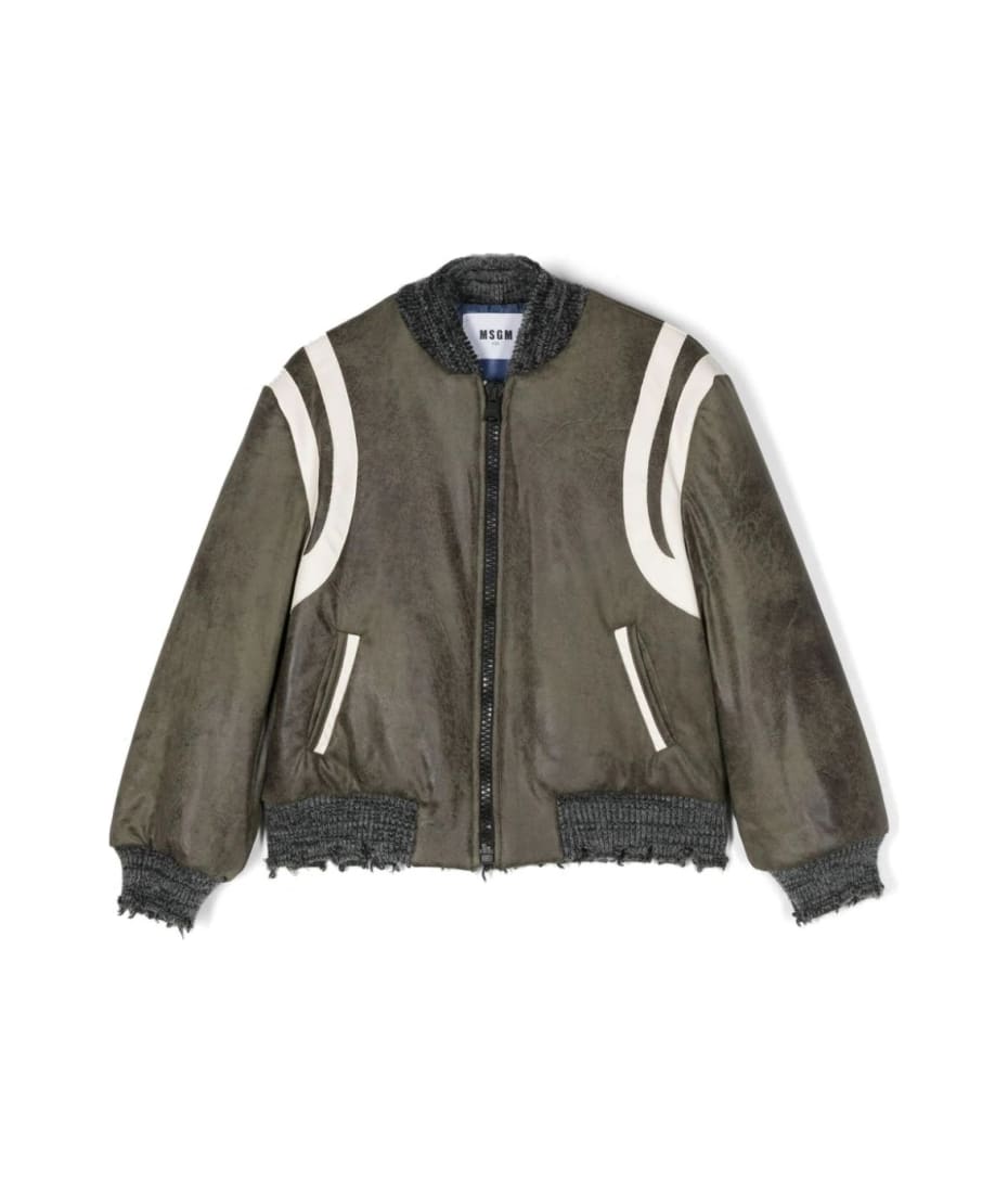 【関税&送料込】Msgm Jacket With Zip MSGM Snake Skin Patchwork Faux Leather Hoodie Oversized