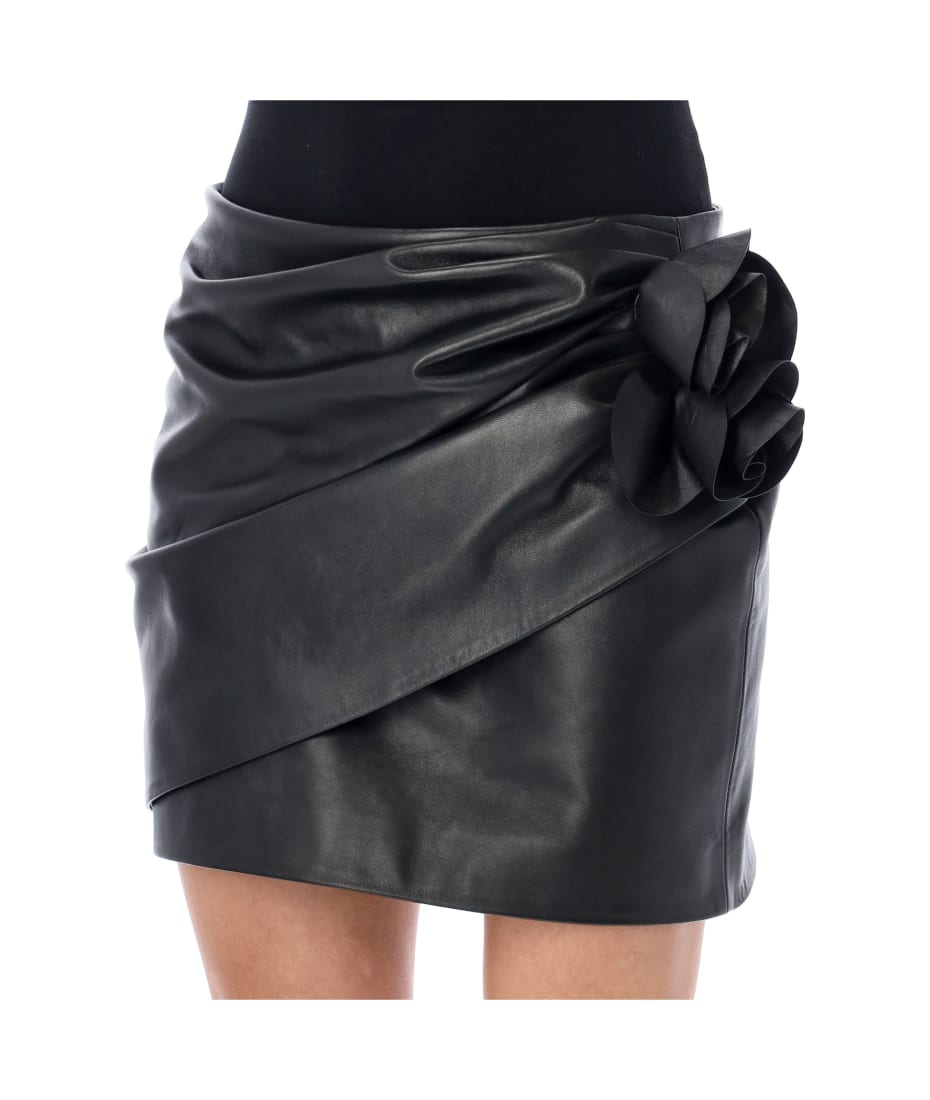 Magda Butrym Leather Mini Skirt - BLACK