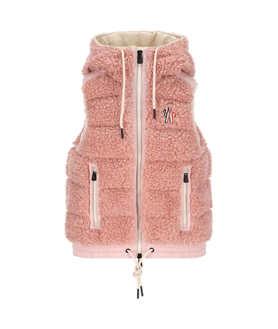 関税込 Moncler PADDED TEDDY ZIP-UP GILET Light Beige Padded Teddy Zip-Up Gilet - Vests for Women