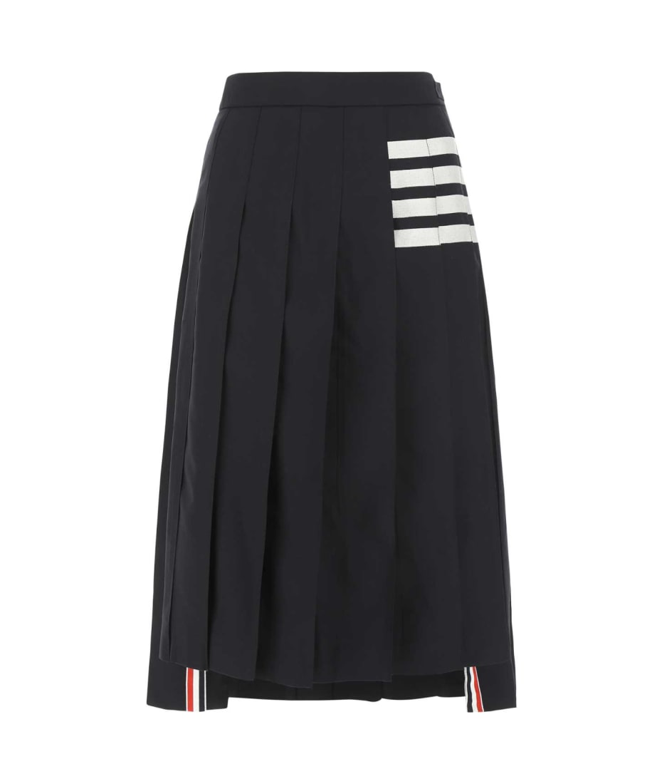 THOM BROWNE 正規品関税込み Navy Blue Wool Skirt FGC400V Twill Midi Pleated Skirt | Thom Browne