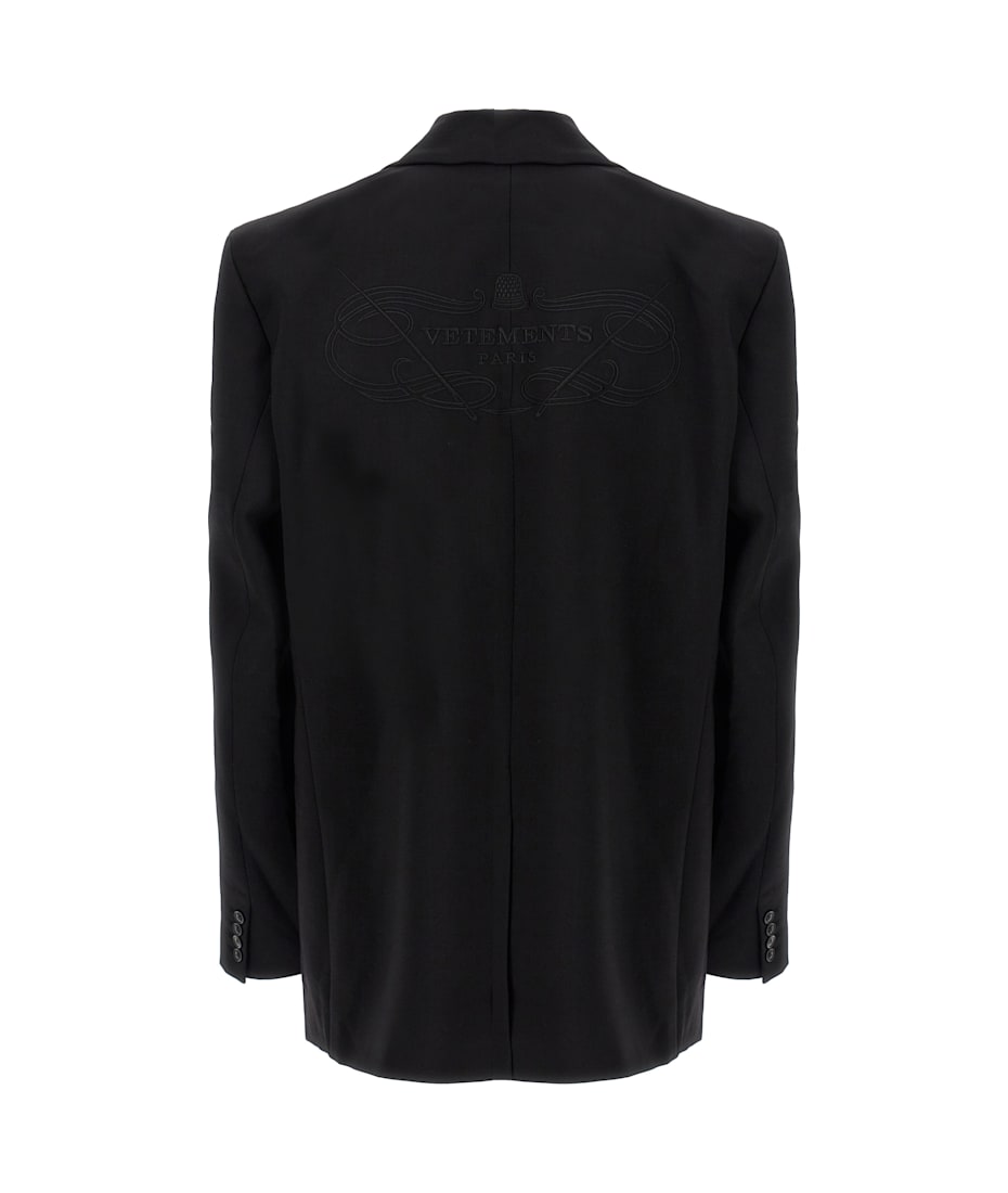 【関税込み】VETEMENTS 'Logo Embroidered' blazer VETEMENTS logo-embroidered Blazer | Black | FARFETCH