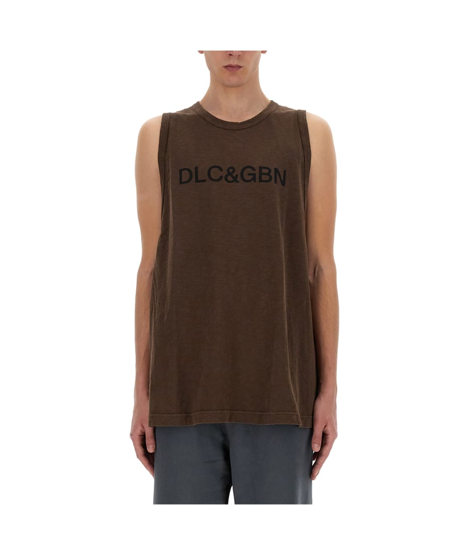 dolce Chino & Gabbana Pre-owned Akcesoria Vintage Tank Top With Logo - MARRONE