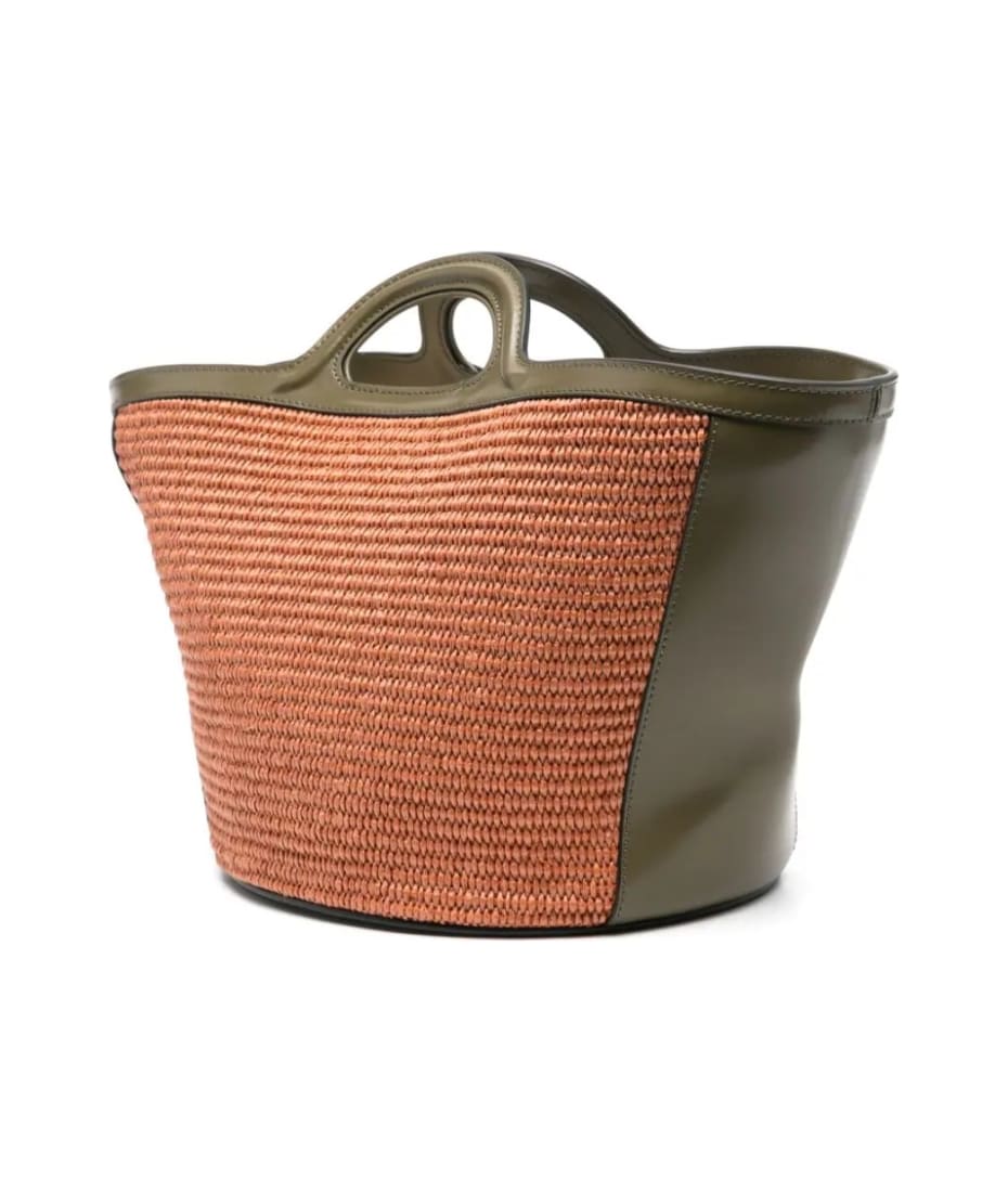 【関税&送料込】Marni Small Tropicalia Summer Handbag Tropicalia Small Bag in black leather and raffia-effect