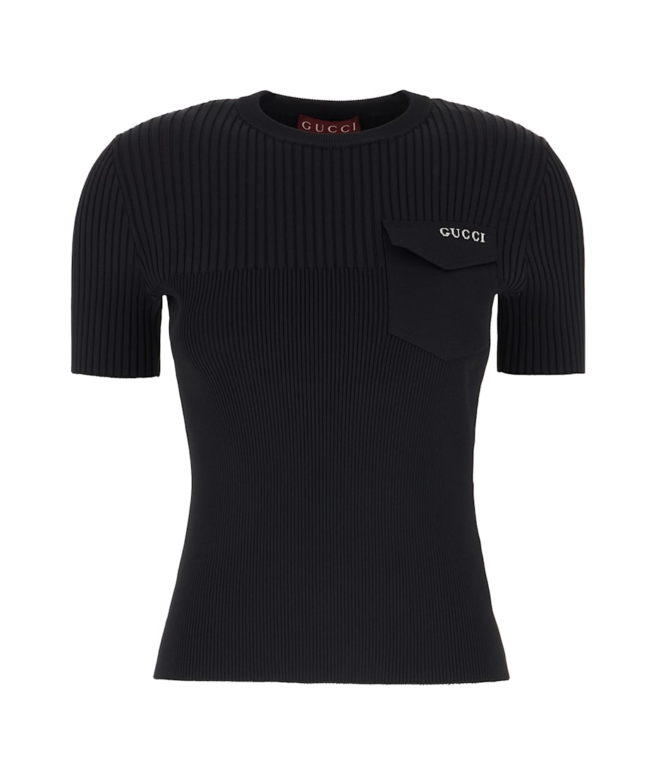 GUCCI ブラック Vネックシャツ XS GUCCI グッチ 長袖Tシャツ メンズ トップス ダブルG リネン 長袖