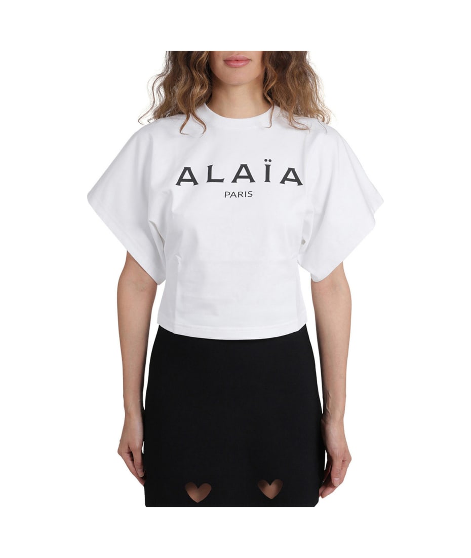 Alaia White Logo T-shirt | italist, image size:930x1100