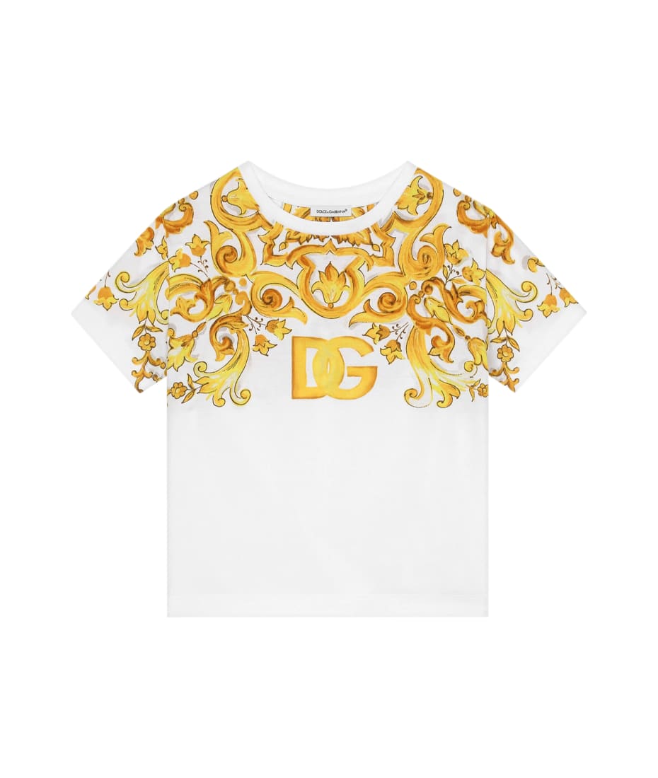 【関税込み】dolce & gabbana MAIOLICA' PRINT T-SHIRT Dolce & Gabbana Maiolica Print T-Shirt - White