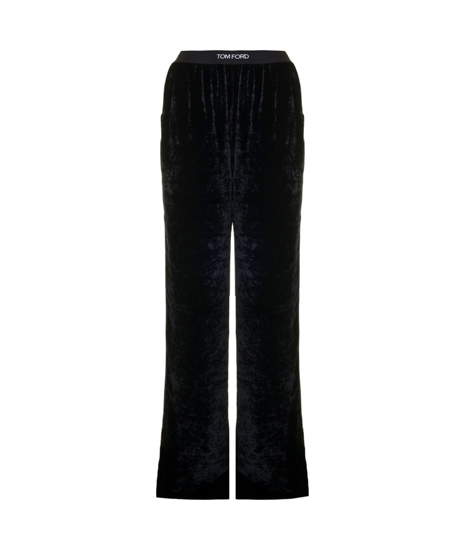 Black Velvet Pants With Logo Tom Ford Woman | italist