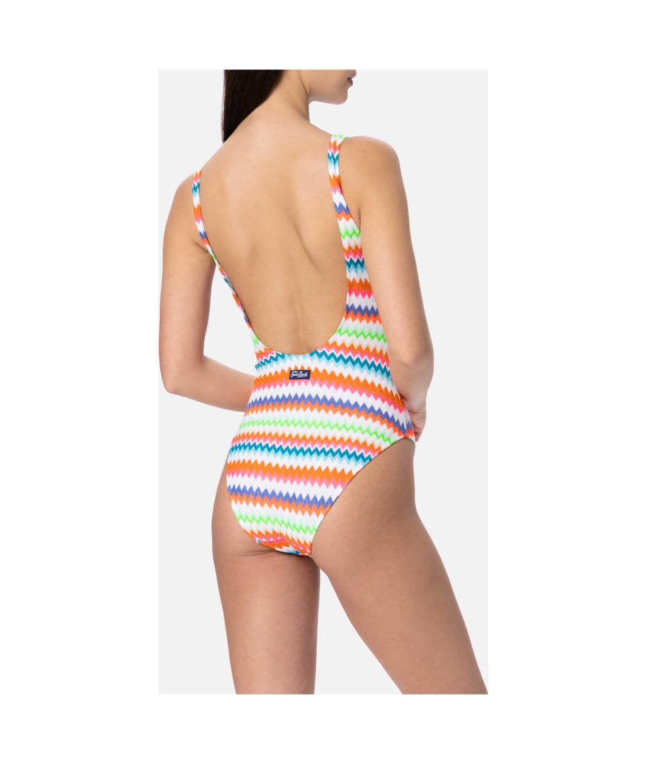 水着・ビーチグッズその他 MC2 SAINT BARTH 'Lora' one-piece swimsuit White MC2 Saint Barth Woman Raschel Knit Scoopback One Piece
